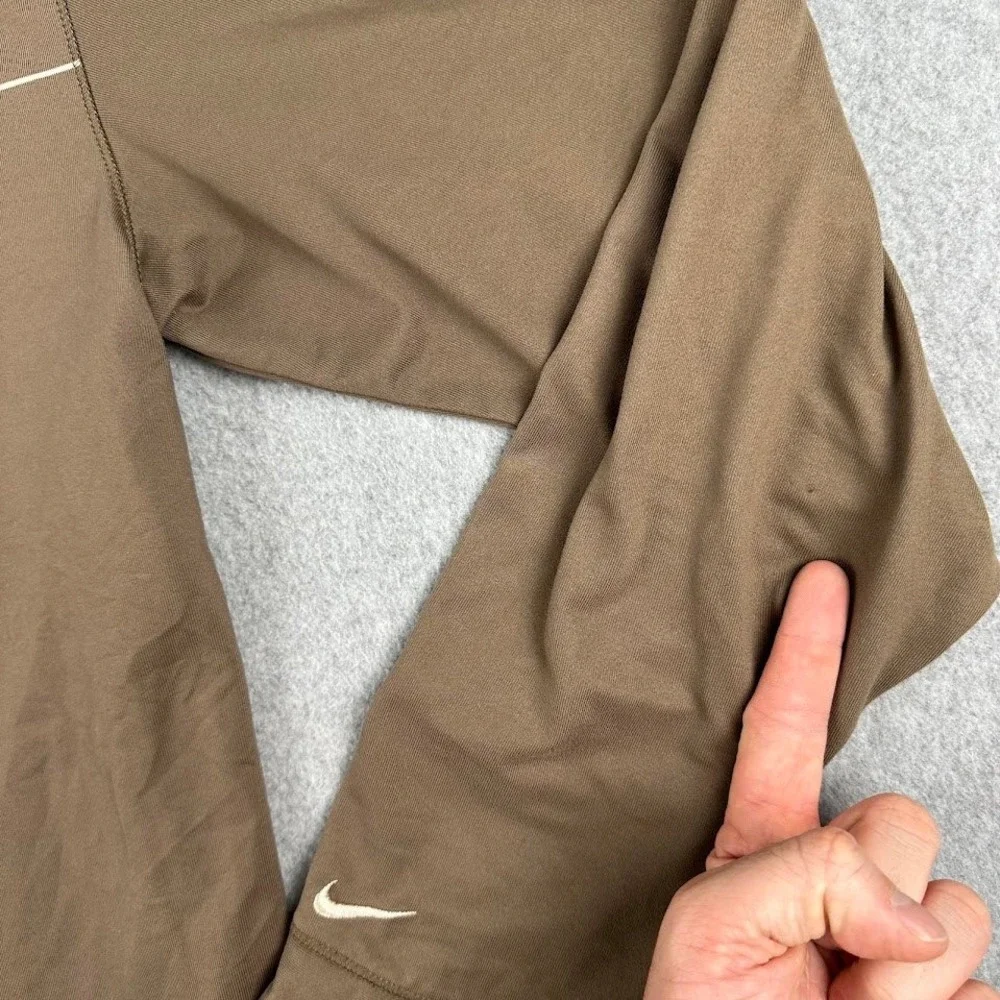 Nike Golf Dri FIT Quarter Zip Pullover Long Sleeve Shirt Men Medium Brown Stripe